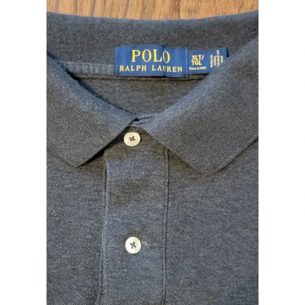 Polo Ralph Lauren Men's Gray Blue Label Pony Pique 100% Cotton Polo Shirt Sz XLT